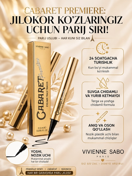 Cabaret Premiere Mascara ultra qora, suvga chidamli, uzoq saqlanuvchi tush va podvodka - 