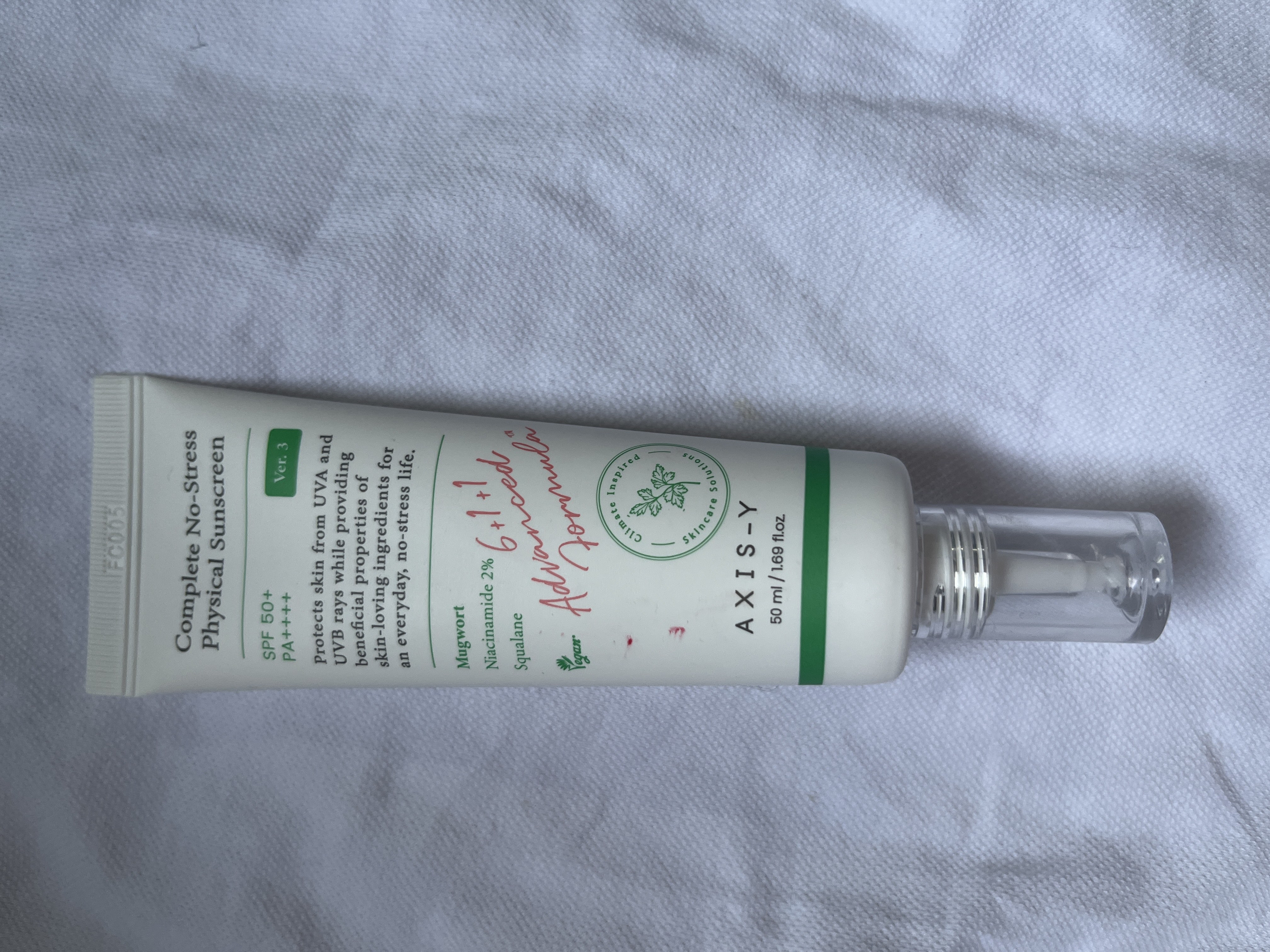 AXIS-Y Physical Sunscreen V. 3 SPF50+ PA++++ quyoshdan himoya kremi, 50 ml