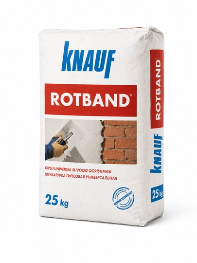 Knauf Rotband gipsli universal suvoq, ichki devor va shiftlar uchun, qo'lda surtish, 25 kg