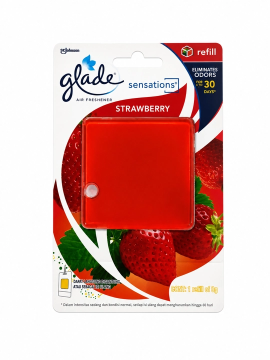 Avtomobil havo yangilagichi Glade Sensations refill qulupnay shaftoli aromati