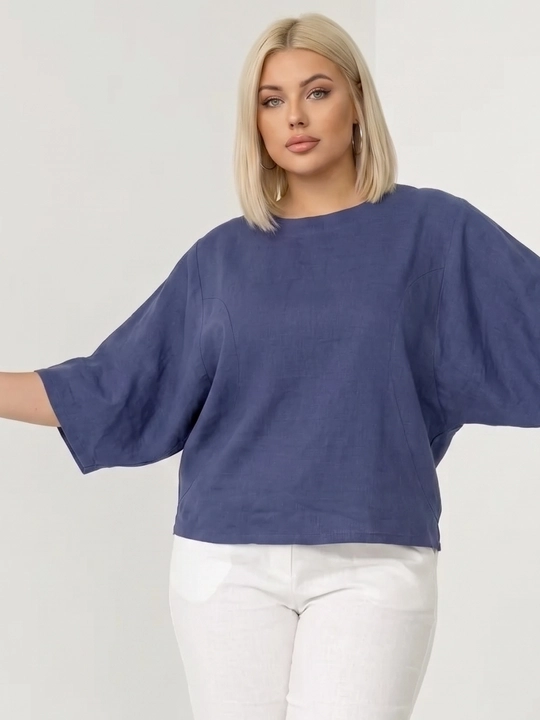 Ayollar uchun paxtali kofta-bluzka, erkin bichim, katta o‘lchamlar L–5XL — ELLY FASHION