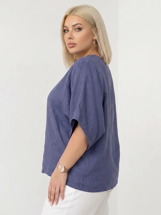 Ayollar uchun paxtali kofta-bluzka, erkin bichim, katta o‘lchamlar L–5XL — ELLY FASHION
