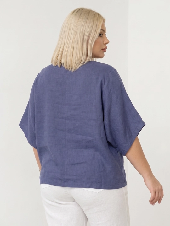 Ayollar uchun paxtali kofta-bluzka, erkin bichim, katta o‘lchamlar L–5XL — ELLY FASHION