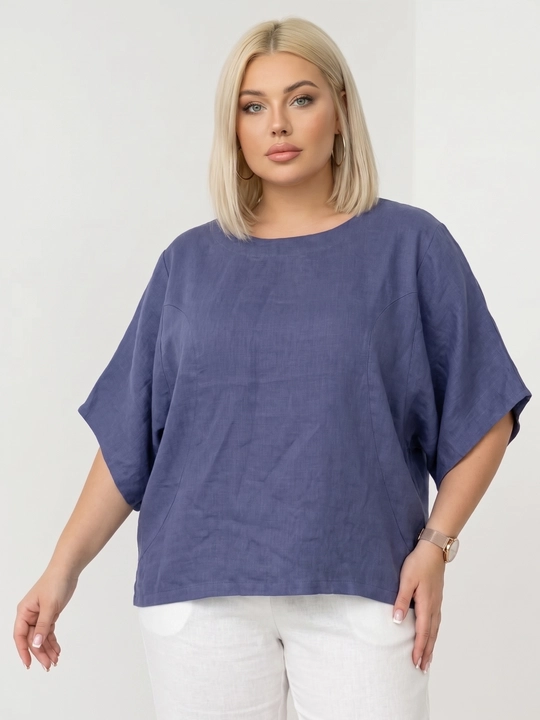 Ayollar uchun paxtali kofta-bluzka, erkin bichim, katta o‘lchamlar L–5XL — ELLY FASHION