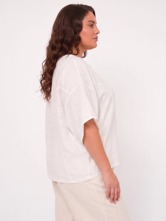 Ayollar uchun paxtali kofta-bluzka, erkin bichim, katta o‘lchamlar L–5XL — ELLY FASHION