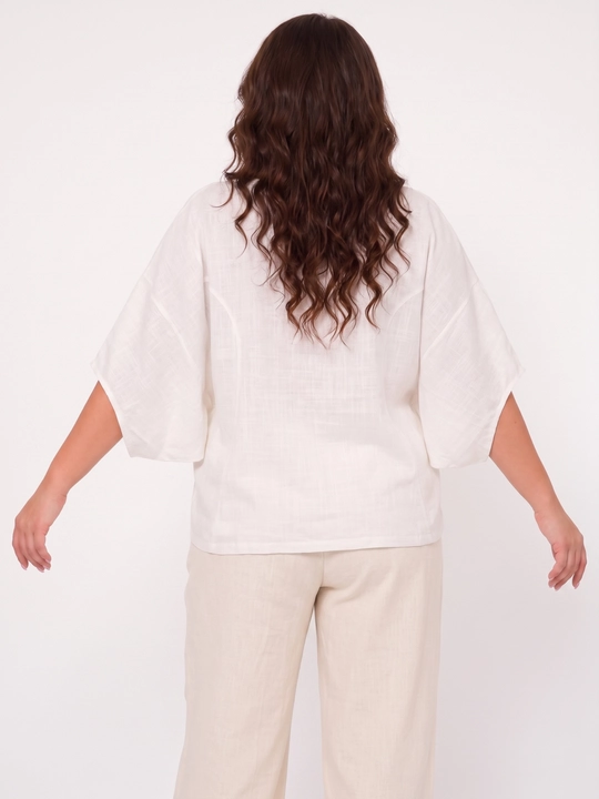 Ayollar uchun paxtali kofta-bluzka, erkin bichim, katta o‘lchamlar L–5XL — ELLY FASHION