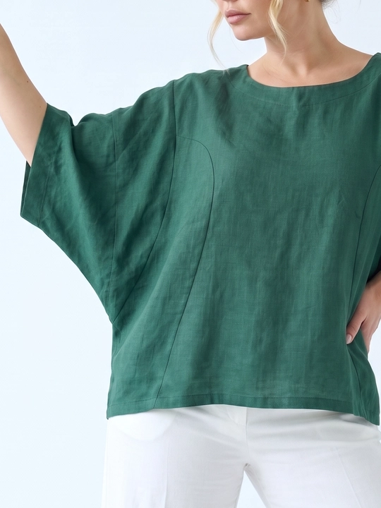 Ayollar uchun paxtali kofta-bluzka, erkin bichim, katta o‘lchamlar L–5XL — ELLY FASHION