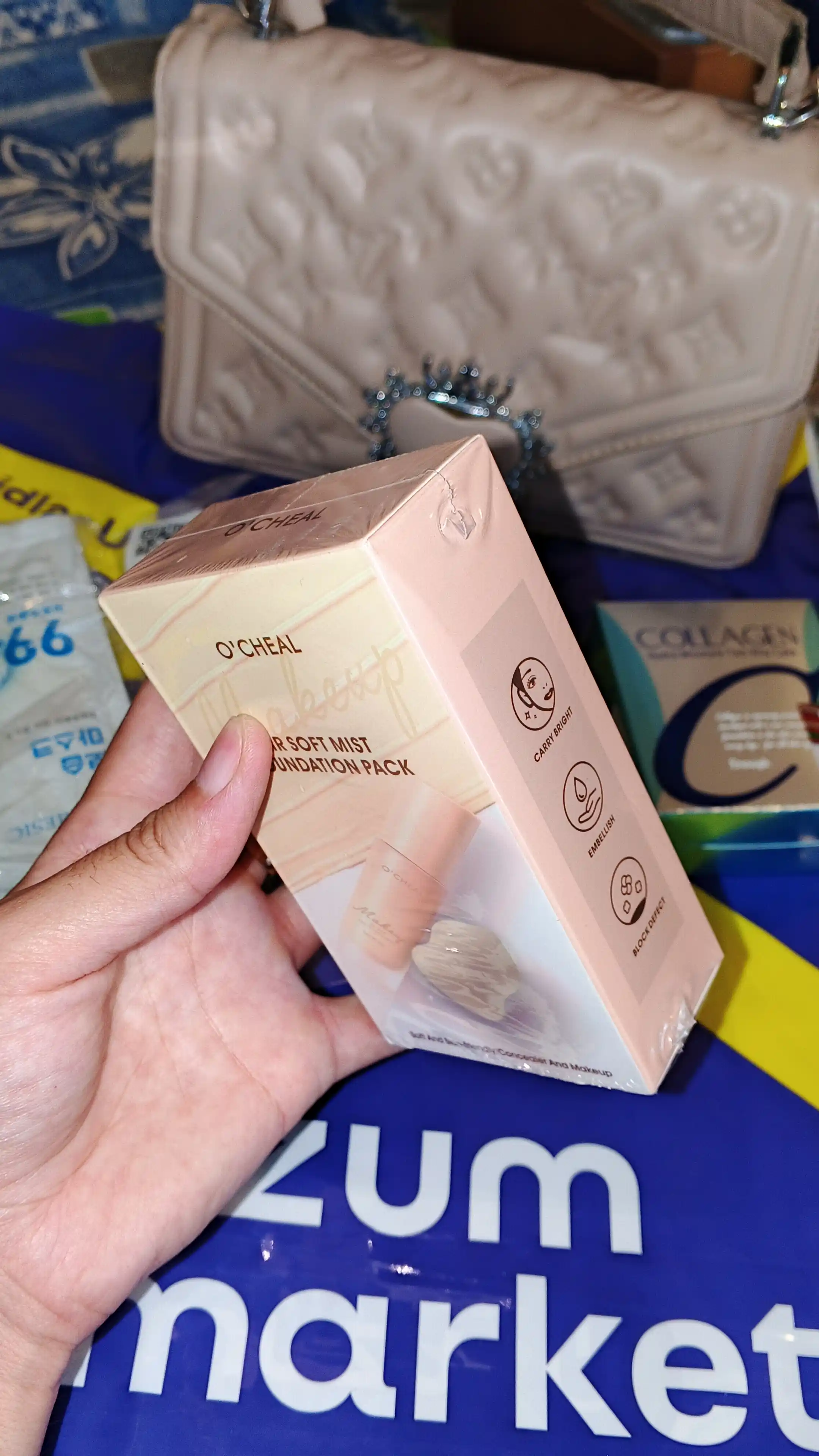Тональный крем для лица O'Seal, легкая текстура и sponch для всех типов кожи
