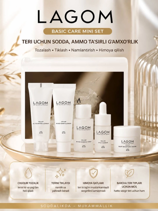 LAGOM Mini Teri Parvarish To‘plami 5 dona koreys sayohat seti travel kit