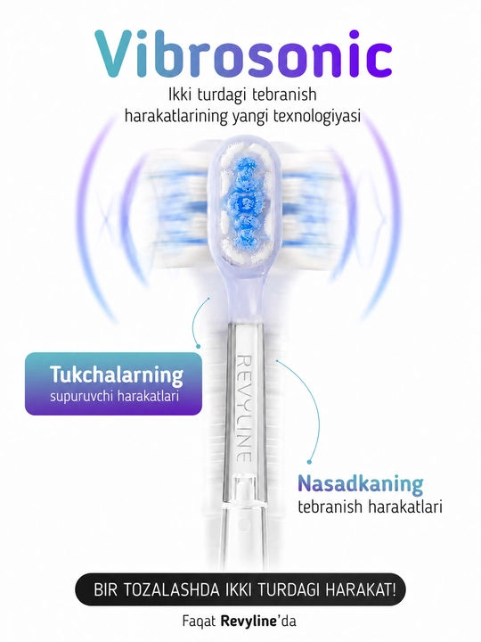 Bolalar uchun elektr tovushli tish cho‘tkasi Revyline RL 095  4 rejim, 7+ yosh