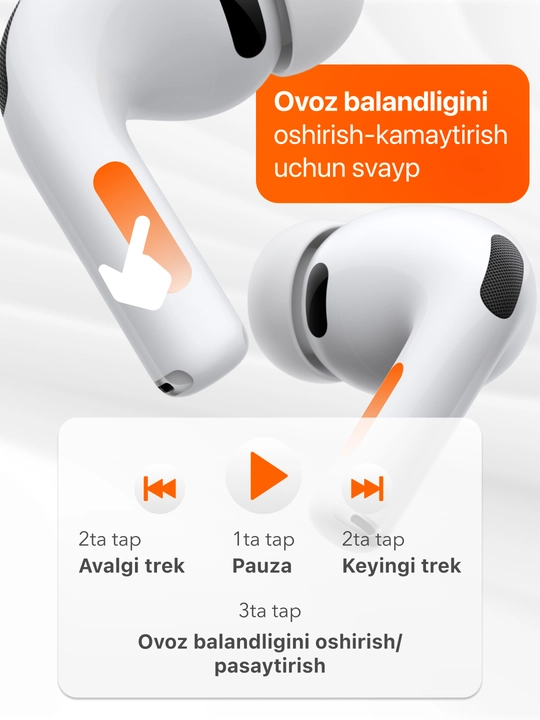 Simsiz quloqchinlar Pods Pro 3 ANC Premium, iPhone va Android uchun naushnik (4ta sovg'a)