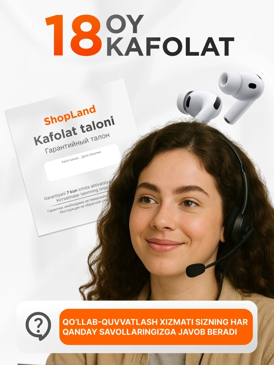 Simsiz quloqchinlar Pods Pro 3 ANC Premium, iPhone va Android uchun naushnik (4ta sovg'a)