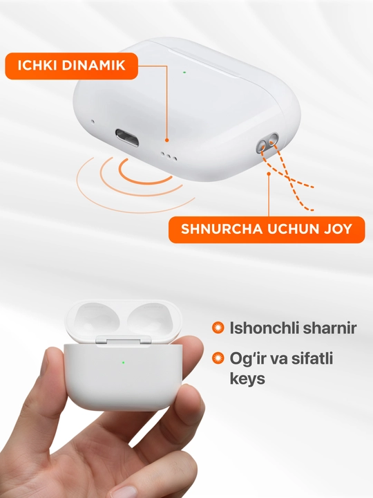 Simsiz quloqchinlar Pods Pro 3 ANC Premium, iPhone va Android uchun naushnik (4ta sovg'a)