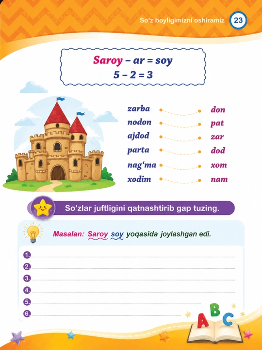 10 yoshdan oshgan bolalar uchun lug‘at boyligini, rebuslar, so‘z o‘yinlari va topshiriqlarni rivojlantirmoqdamiz