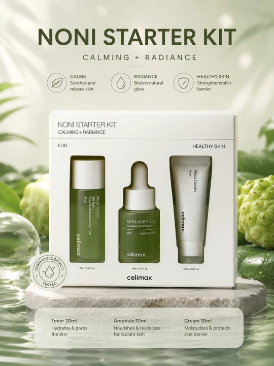 Celimax Noni Starter Kit Mini Set - Zardob tonerlari to‘plamlari, yuz uchun kremlar