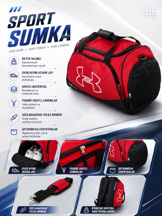 Сумка 3 в 1 для фитнеса, спорта, отдыха, путешествий