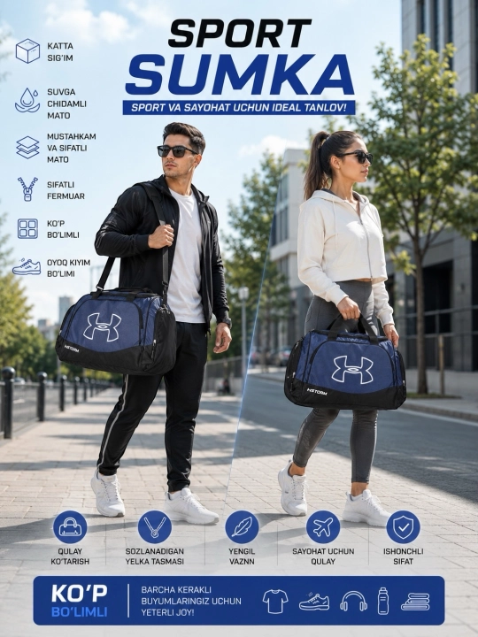 Fitnes, sport, dam olish, safar uchun 3 tasi 1 da sumka XTORM - 