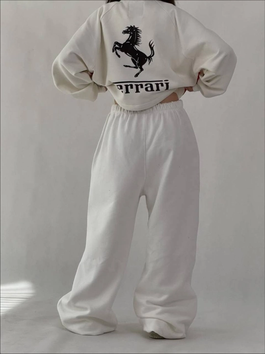 Ayollar sport kostyumi oversize zip hudi keng shim ikki qismli kundalik sport kiyimi