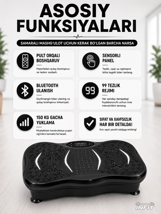 Vibroplatforma oson ozish, vazn tashlash va fitnes uchun, sport trenajyori, kardio stepper