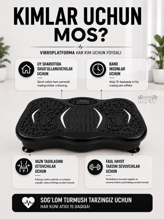 Vibroplatforma oson ozish, vazn tashlash va fitnes uchun, sport trenajyori, kardio stepper