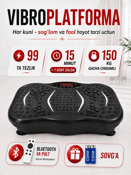 Vibroplatforma oson ozish, vazn tashlash va fitnes uchun, sport trenajyori, kardio stepper - 