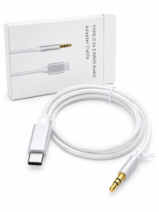 Type-C dan 3.5mm AUX audio adapter kabel, Android uchun, oq