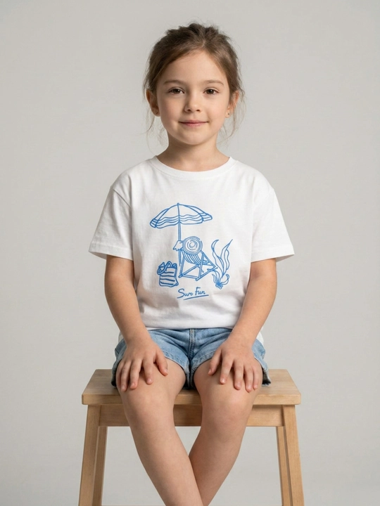 Qizlar uchun 100% paxtali futbolka, printli bazaviy yozgi model