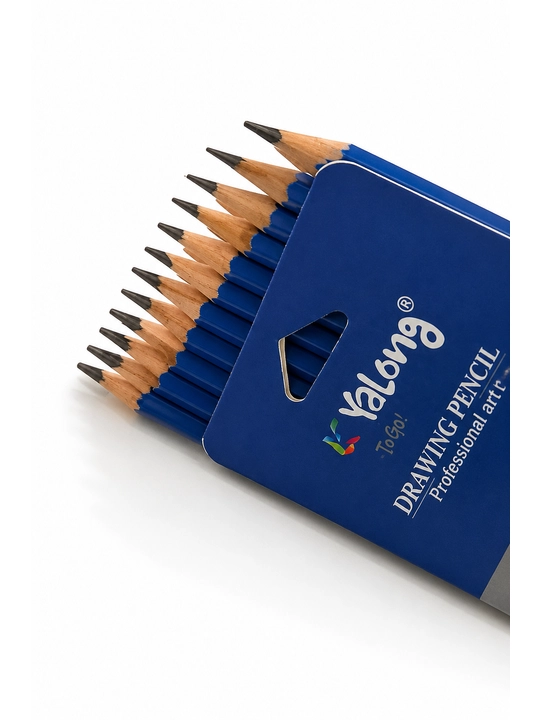Yalong Professional Drawing Pencil 12 dona, 2H–8B grafit chizmachilik qalamlari