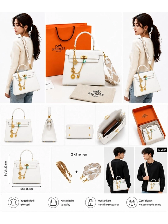 Женская сумка в стиле Hermès, подходящая для повседневного использования - 