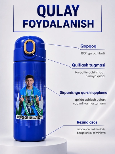 Termos, 400 ml, o'g'il bolalar uchun, maktab uchun zanglamaydigan po'latdan termos
