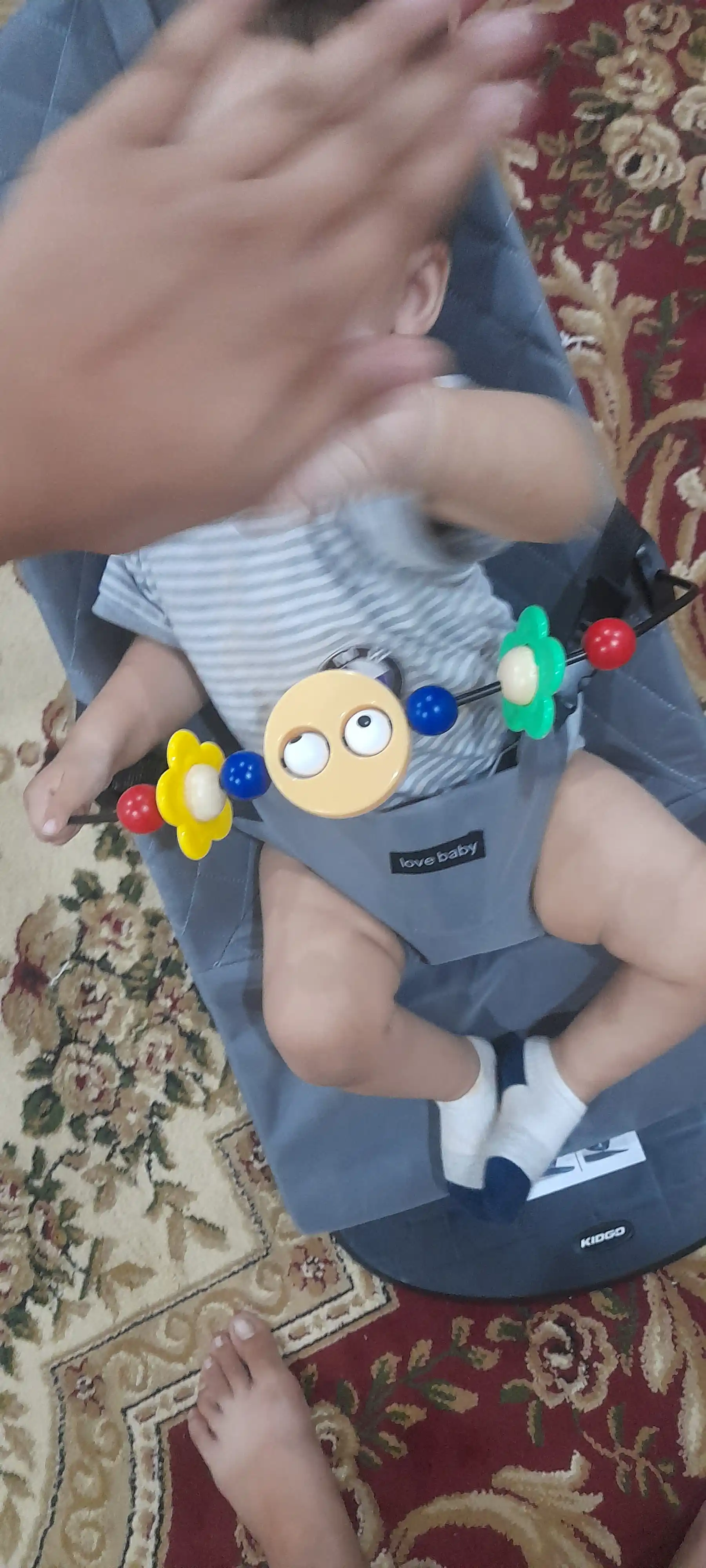 FIDGO bolalar shezlongi, buklanadigan, qiyaligi sozlanadi, kamarlar bilan