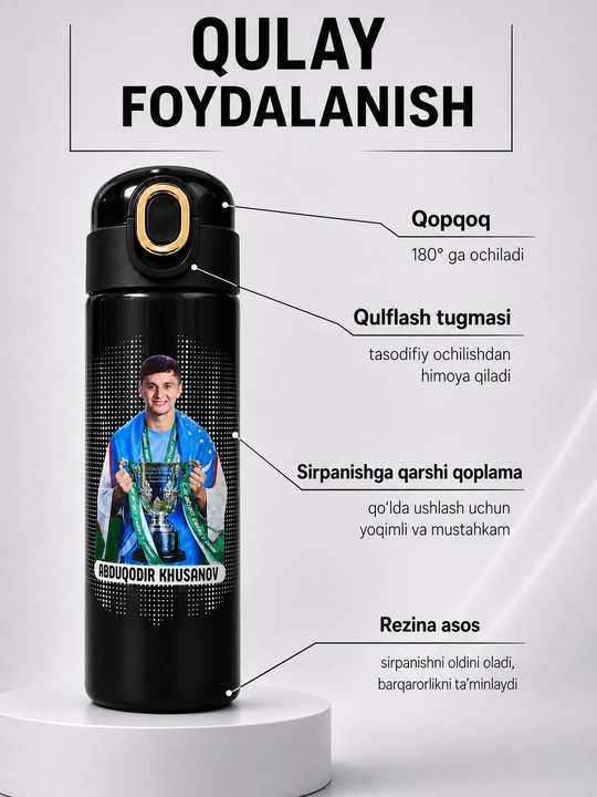 Termos, 400 ml, o'g'il bolalar uchun, maktab uchun zanglamaydigan po'latdan termos