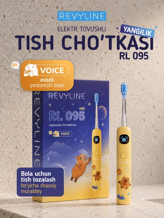 Bolalar uchun elektr tovushli tish cho‘tkasi Revyline RL 095  4 rejim, 7+ yosh