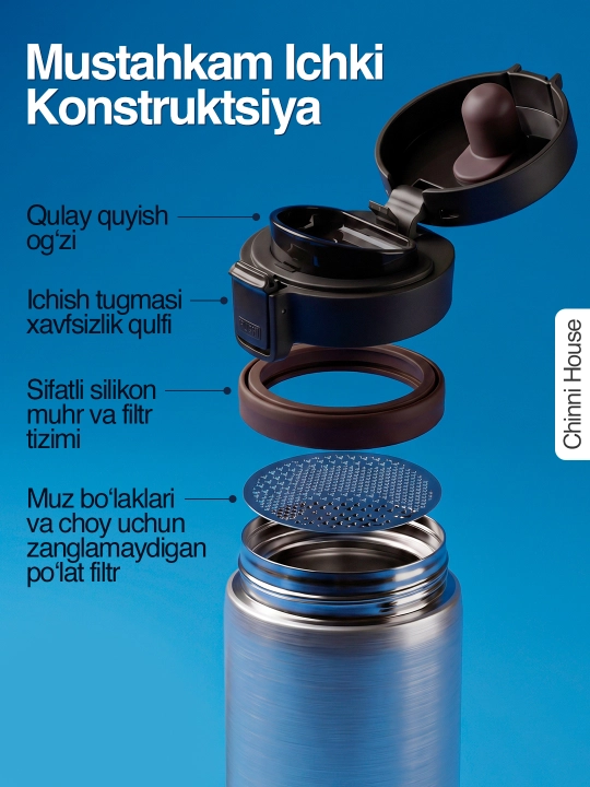 Termos. Termostakan germetik, zanglamaydigan po'latdan, 400 ml