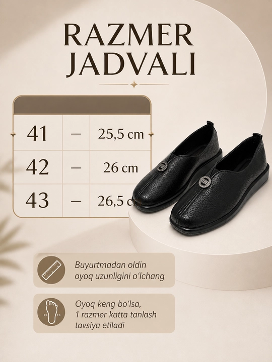 Ayollar poyabzali, katta o‘lchamlar 41-43, kundalik yumshoq poyabzal