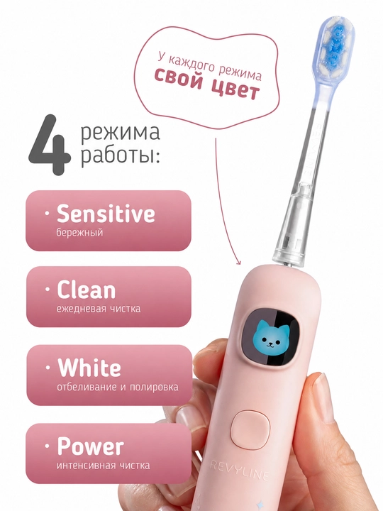 Bolalar uchun elektr tovushli tish cho‘tkasi Revyline RL 095  4 rejim, 7+ yosh