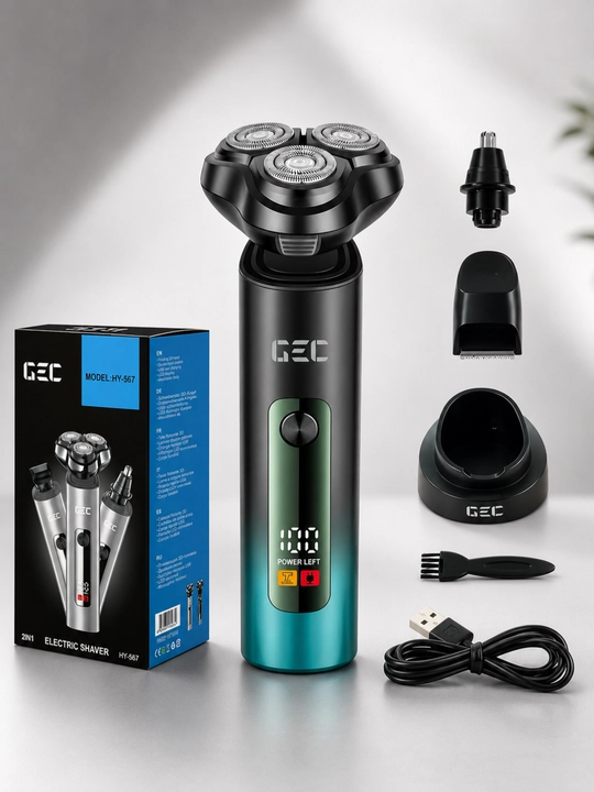 Электробритва и триммер GEC для мужчин 2в1, аккумуляторная, USB, для бороды и носа