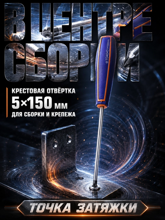 Uzun xochsimon otvyortka 5×150 mm, yig‘ish, mahkamlash va ta’mirlash uchun - 
