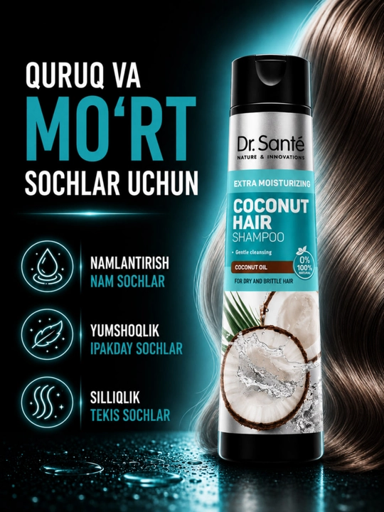 Шампуни Dr.Sante Keratin, Anti Hair Loss, Aloe для восстановления и увлажнения волос, 250
