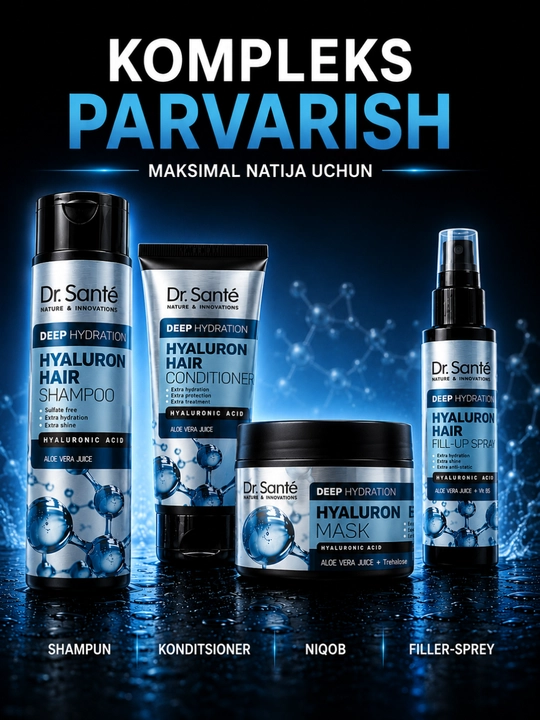 Шампуни Dr.Sante Keratin, Anti Hair Loss, Aloe для восстановления и увлажнения волос, 250