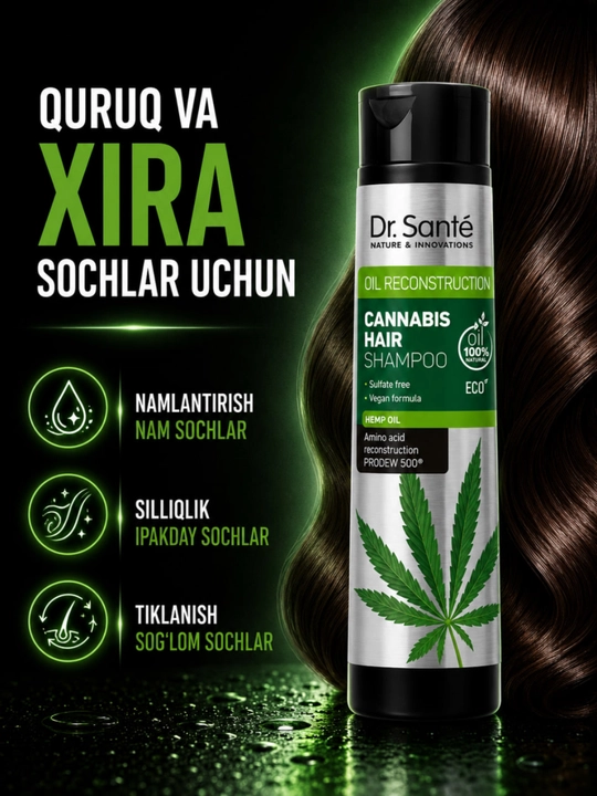 Шампуни Dr.Sante Keratin, Anti Hair Loss, Aloe для восстановления и увлажнения волос, 250