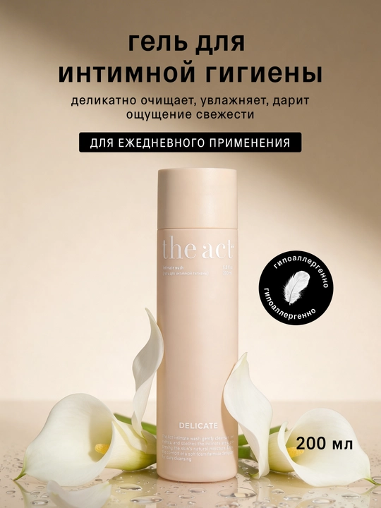 The Act ayollar uchun intim gigiyena geli, sut va gialuron kislotasi bilan, 200 ml