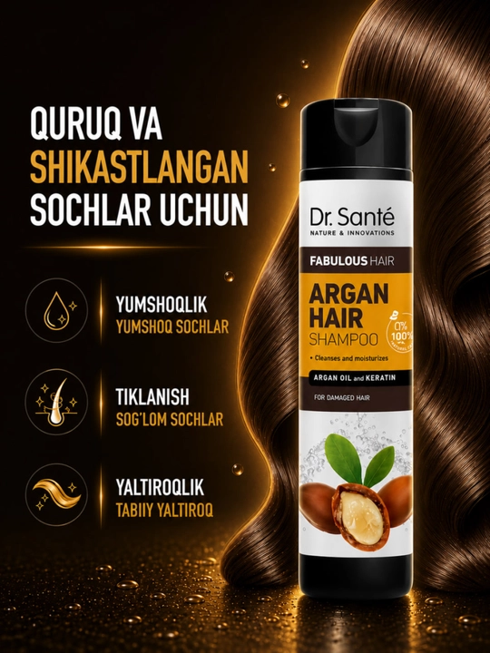 Шампуни Dr.Sante Keratin, Anti Hair Loss, Aloe для восстановления и увлажнения волос, 250