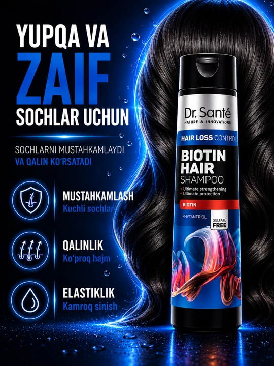 Шампуни Dr.Sante Keratin, Anti Hair Loss, Aloe для восстановления и увлажнения волос, 250
