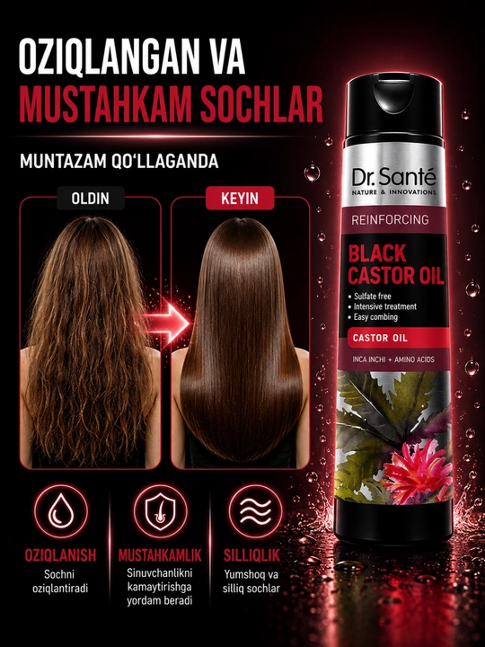 Шампуни Dr.Sante Keratin, Anti Hair Loss, Aloe для восстановления и увлажнения волос, 250