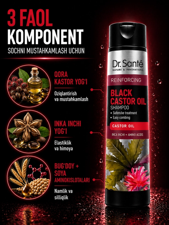 Шампуни Dr.Sante Keratin, Anti Hair Loss, Aloe для восстановления и увлажнения волос, 250