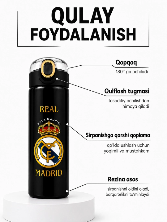 Termos, 400 ml, o'g'il bolalar uchun, maktab uchun zanglamaydigan po'latdan termos