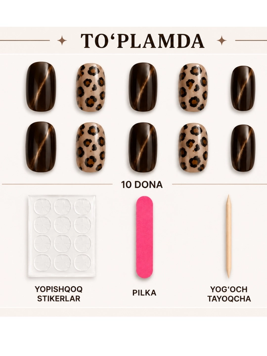 Qo‘yma tirnoqlar, 10 dona, sun’iy tirnoqlar, ulama tirnoqlar, manikyur, dizaynli tirnoqlar