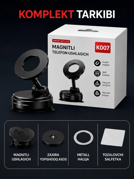 Magnitli telefon ushlagich, mashinaga derjatel, avto podstavka, telefon ushlagich