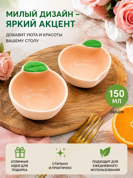 Керамические пиалы для соуса 2 шт 150 мл